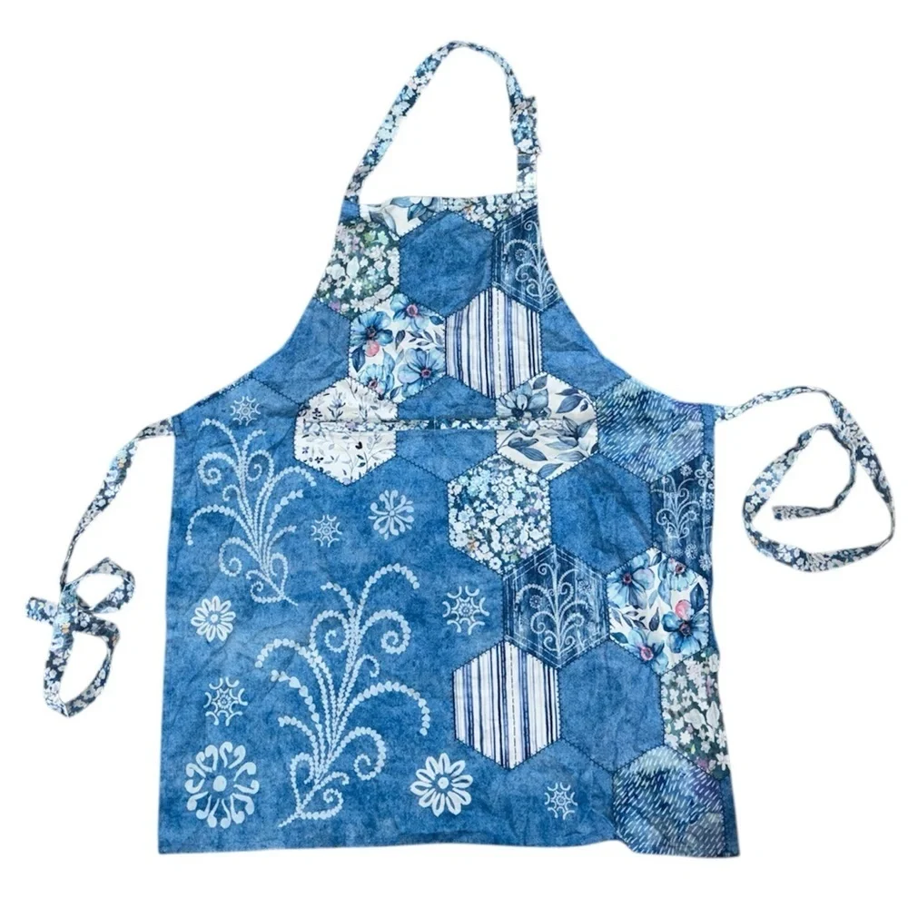 Maison d' Hermine 100% Cotton Apron Summer Blues Cooking Baking Kitchen Apron